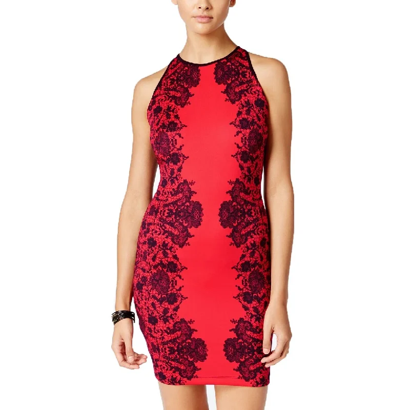 Warm Wear B Darlin Juniors' High-Neck Bodycon Dress Red Size 16