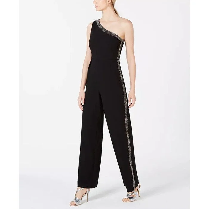 Versatile Comfort Calvin Klein Women's One Shoulder Embellished Jumpsuit Black Size 2