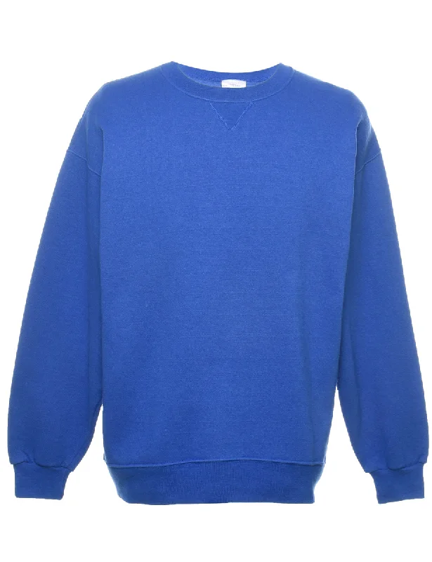 Hooded design Blue Plain Sweatshirt - XL