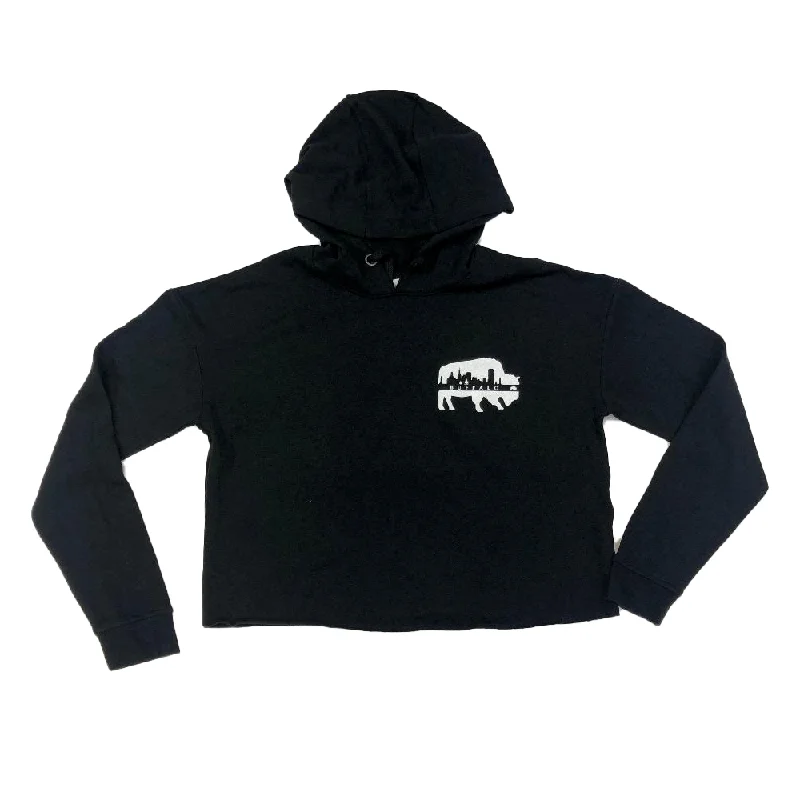 Everyday Comfort Ladies Black Fleece Cropped BFLO Hoodie