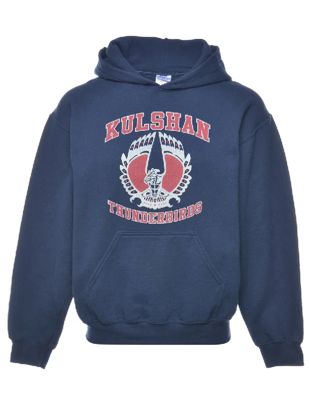 Comfort Fit Navy Kulshan Printed Hoodie - S