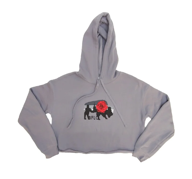 Urban Comfort Grey Cropped Rose Hoodie