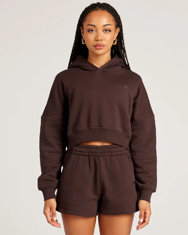 Nightclub Style Omni Cropped Hoodie - Espresso