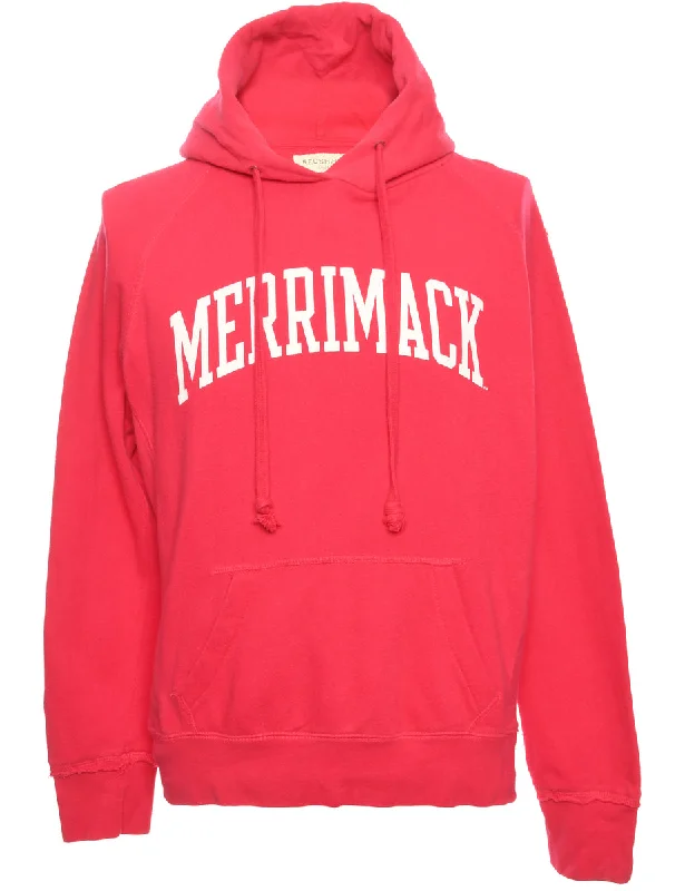 Comfortable down Pink Printed Hoodie - L