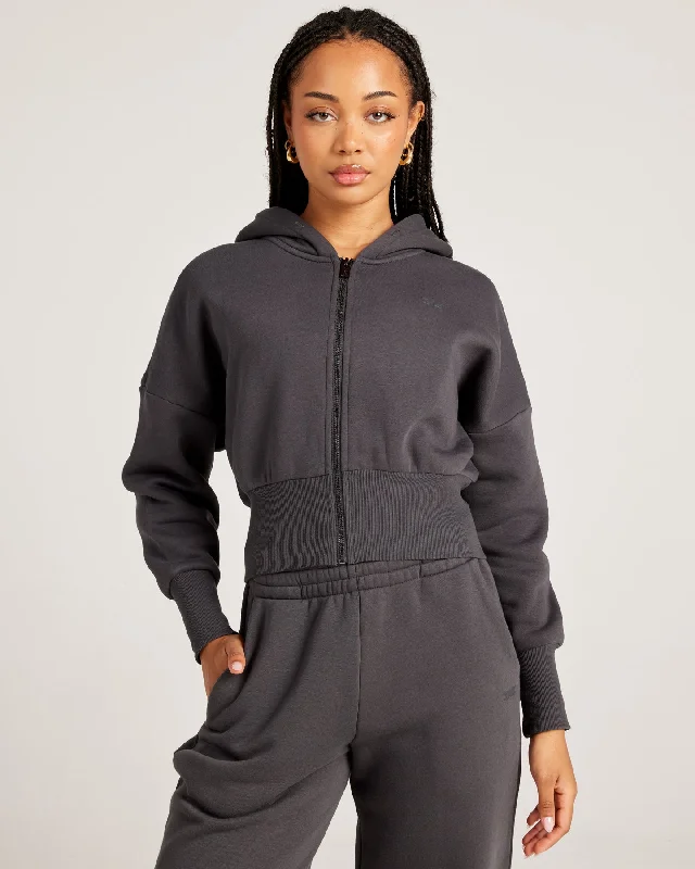 Classic Retro Omni Zip Through Hoodie - Charcoal