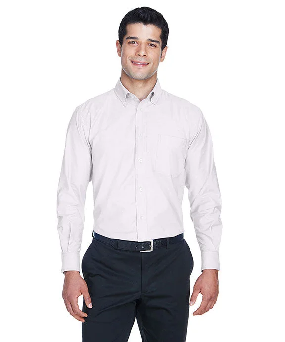 Summer Comfort M600 - Harriton Mens Long-Sleeve Oxford with Stain-Release | White