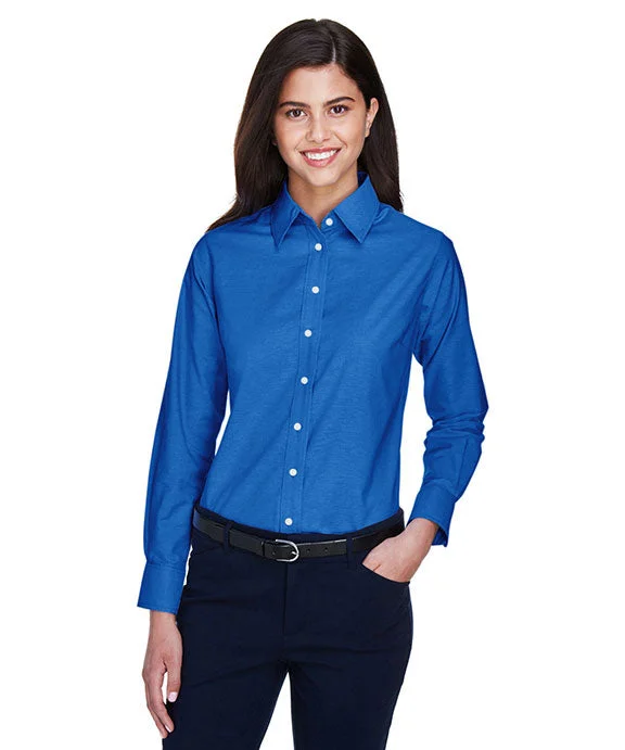 Trendy Wear M600W - Harriton Ladies Long-Sleeve Oxford with Stain-Release