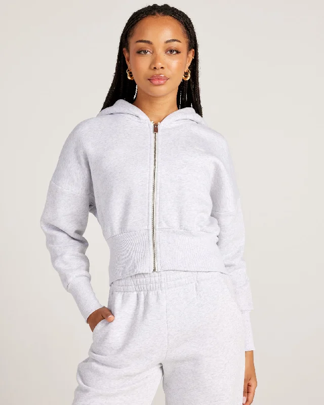 Slim Fit Omni Zip Through Hoodie - Grey Marle