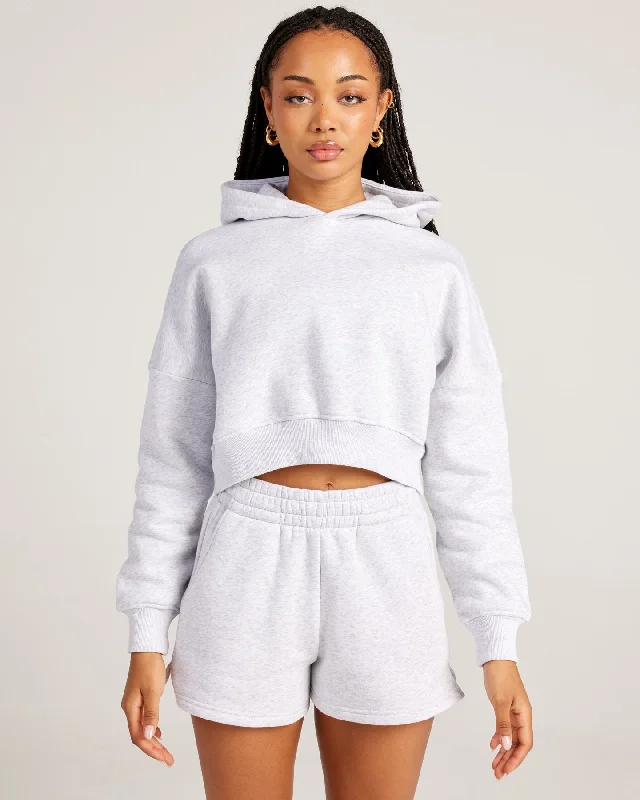 Playful Style Omni Cropped Hoodie - Grey Marle