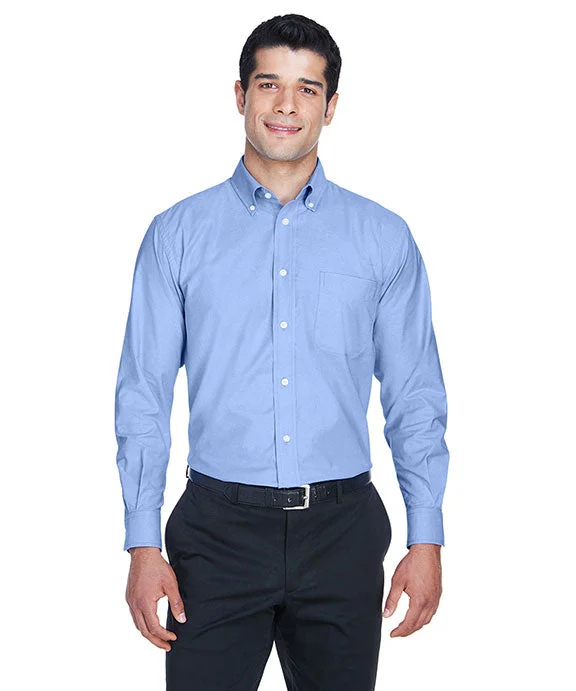 Relaxed Dresses M600 - Harriton Mens Long-Sleeve Oxford with Stain-Release | Light Blue Relaxed Dresses M600 - Harriton Mens Long-Sleeve Oxford with Stain-Release | Light Blue