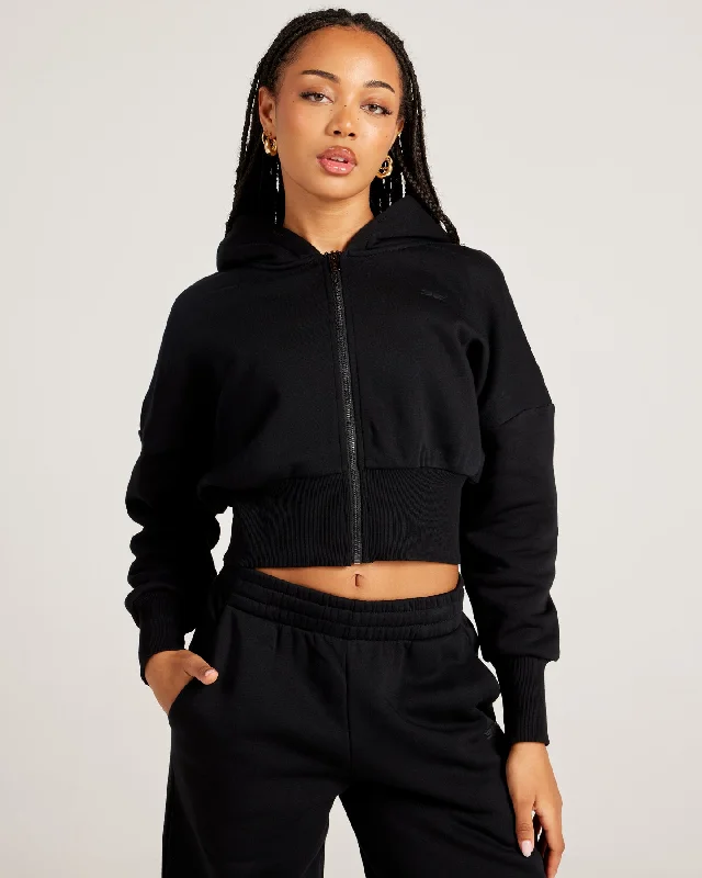 Casual And Versatile Omni Zip Through Hoodie - Black