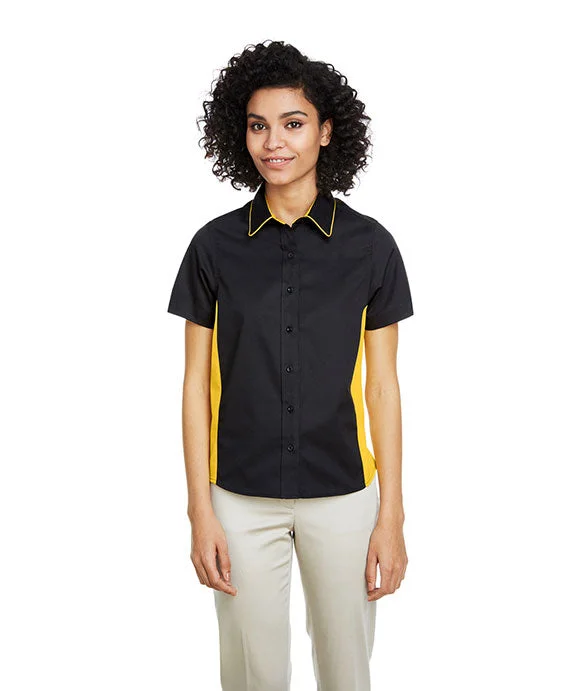 Comfortable Tops M586W - Harriton Ladies Flash IL Colorblock Short Sleeve Shirt | Black/S Yellow Comfortable Tops M586W - Harriton Ladies Flash IL Colorblock Short Sleeve Shirt | Black/S Yellow