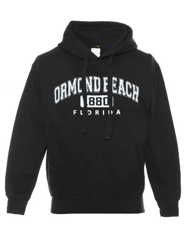 Elegant Style Black Ormond Beach Florida Hooded Sports Sweatshirt - M
