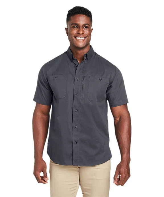 Cozy Lounge Wear M585 - Harriton Mens Advantage IL Short-Sleeve Work Shirt | Dark Charcoal
