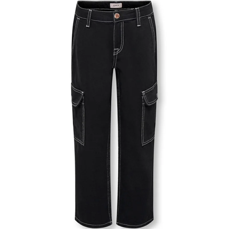Celebrity Must-have Kids ONLY Black Denim Daniella Straight Cargo Denim Jeans