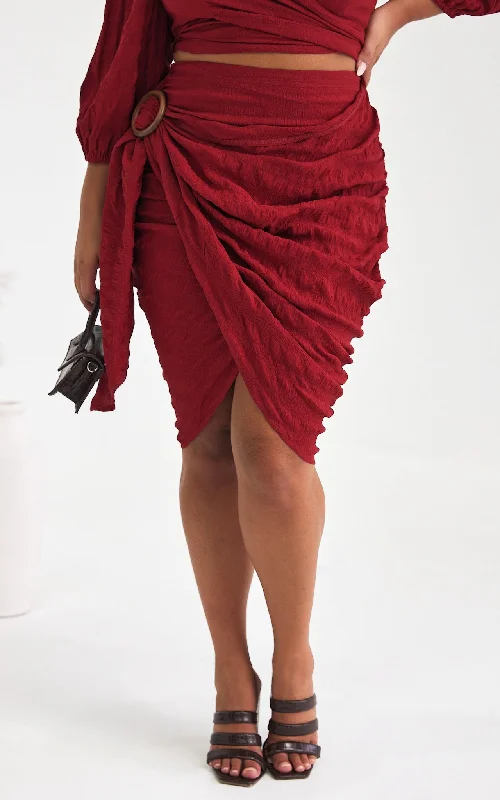 Cozy Dress Havana Wrap Midi Skirt - Ruby Red