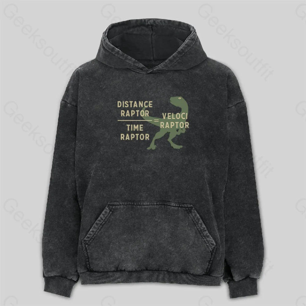 Relaxed And Casual Equations Of Motion Science Velociraptor Washed Hoodie