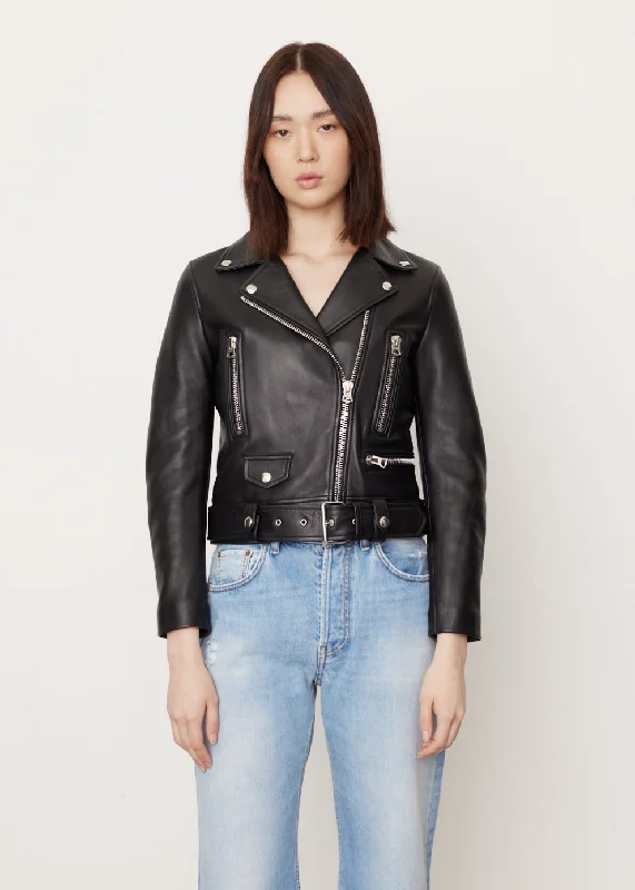 Casual And Casual Leather Biker Jacket