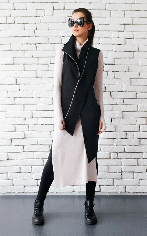 Cozy Outerwear Minimalist Collared Vest