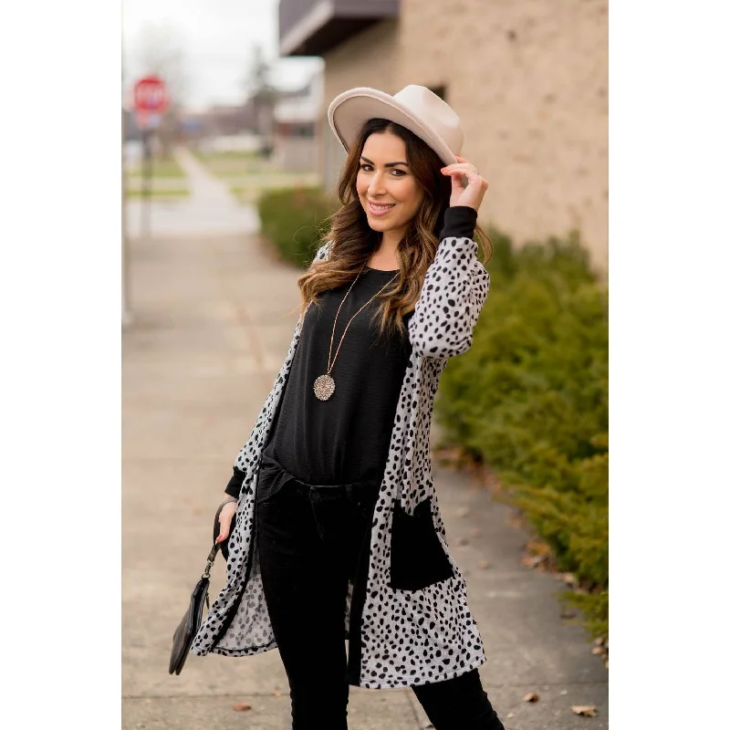 Soft Fabric Looks Solid Accent Dottie Tunic Cardigan