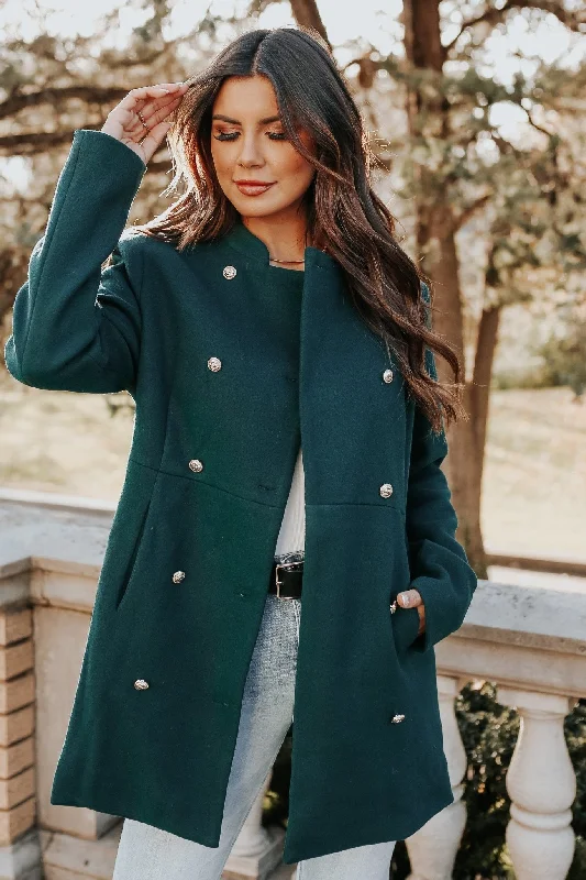 Hunter Green Double Breasted Peacoat