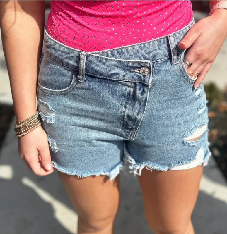 Denim Crossover Shorts