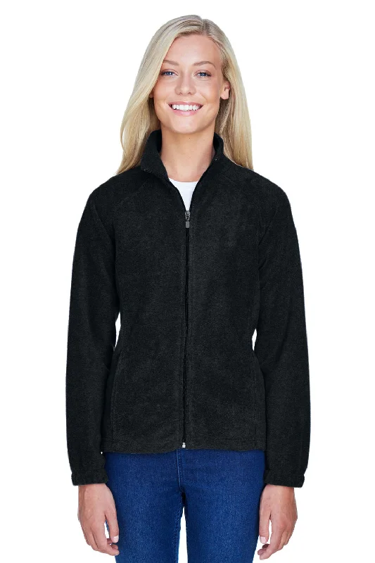 Harriton Womens Pill Resistant Fleece Full Zip Jacket - Black