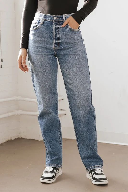 Medium Wash Super High Rise Dad Jeans