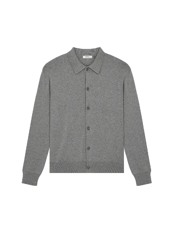 Mens DNA Knitted Collared Shirt—grey marl