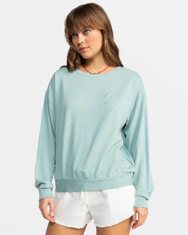 Surfing By Moonlight Crew Neck Sweatshirt - Blue Surf