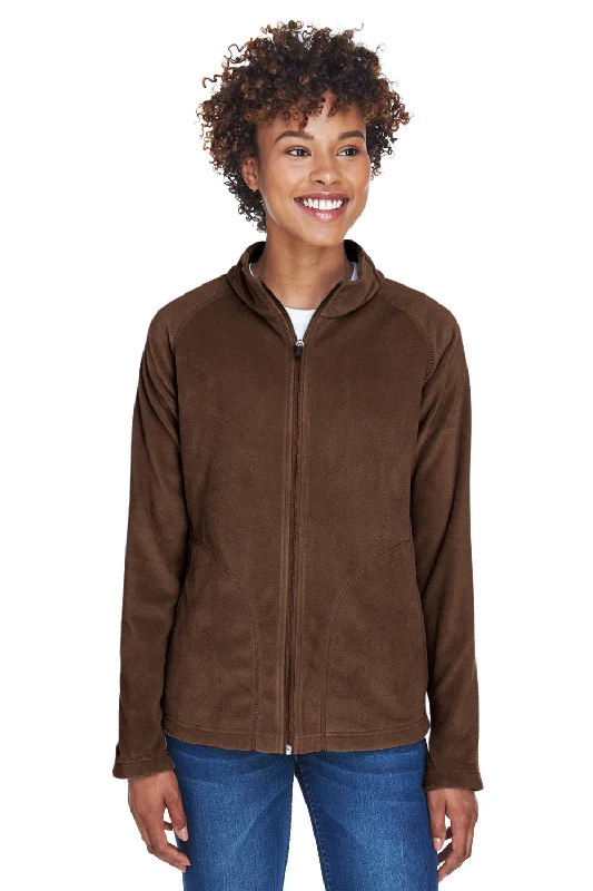 Team 365 Womens Campus Pill Resistant Microfleece Full Zip Jacket - Dark Brown