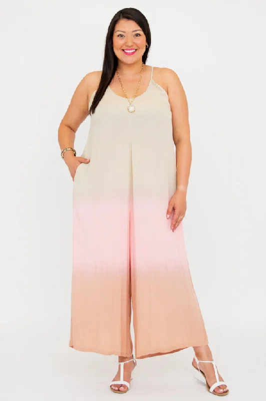 Ender Jumpsuit, Tan Dip-Dye