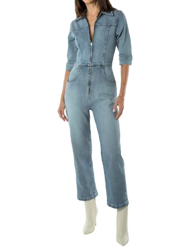 Fayette Crop Denim Jumpsuit In Stellar