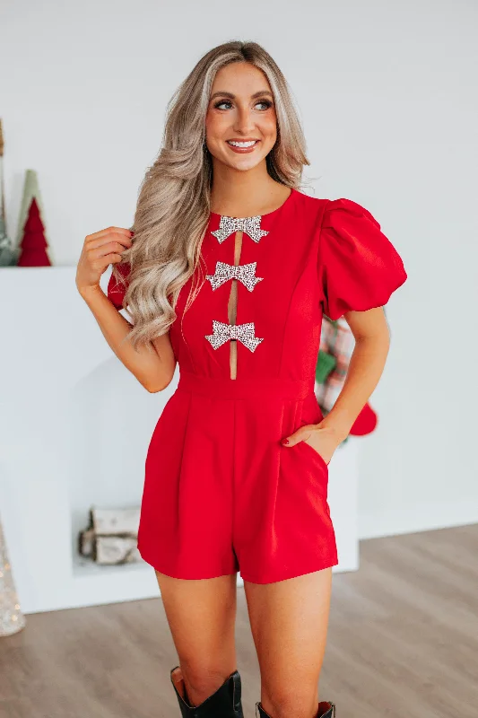 Madly In Love Romper - Red