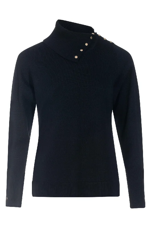 Cowl neck Touch of Wool Jersey | Black | 6344ZZ