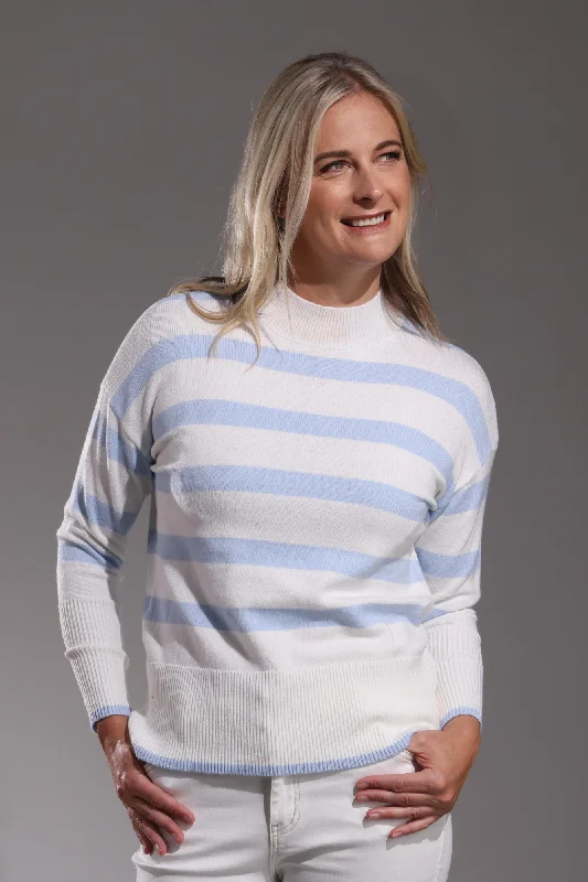 Luxe Knitwear stripe Jersey | Ivory/Sky | 7326ZZ