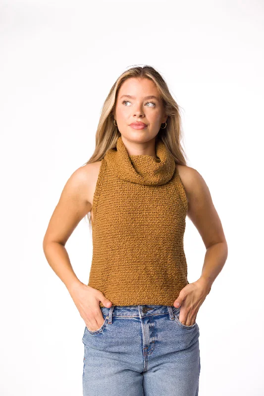 Salma Sweater Crop Top in Coffee