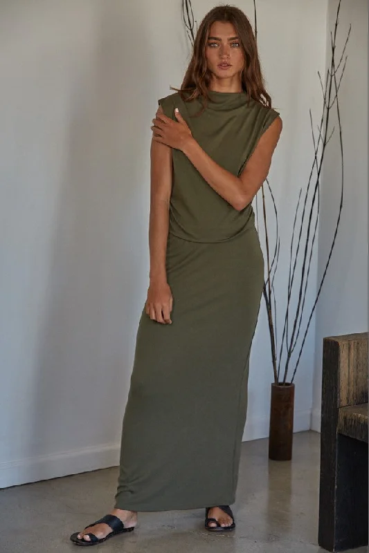 The London Knit Top and Skirt Set in Olive